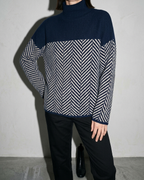 Women's Ribbed Turtleneck Knit Sweater, bust-to-thigh, quarter turn, worn by model