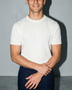 Men's Lightweight Solid Crewneck T-Shirt, bust-to-thigh, arms crossed low, worn by model