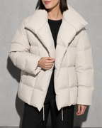 Women's Fashion Loose Thickening Keep Warm Coat, bust-to-thigh, one hand at hem, worn by model