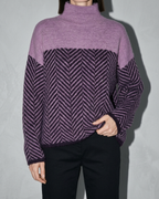 Women's Ribbed Turtleneck Knit Sweater, bust-to-thigh, one hand at hem, worn by model
