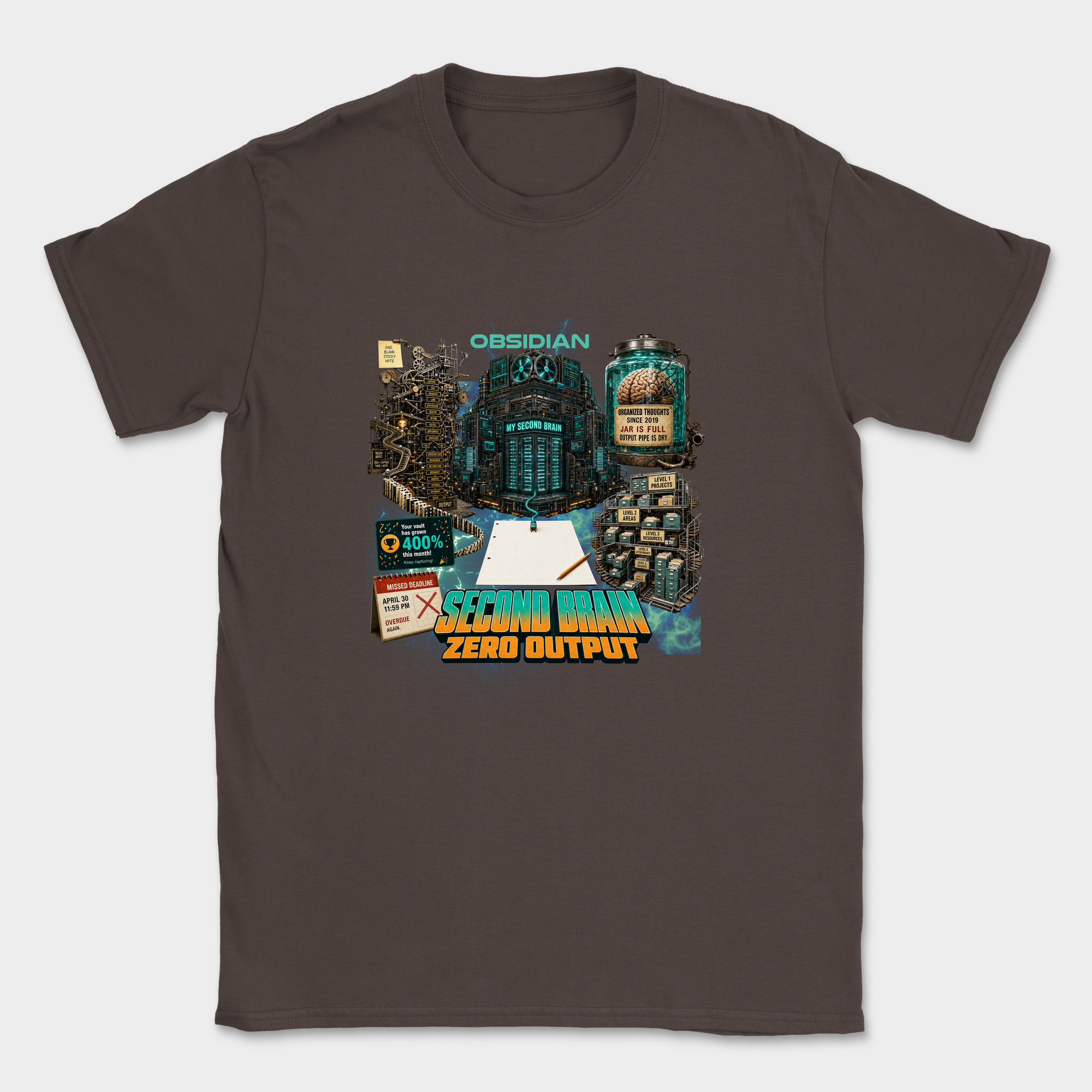 Second Brain Zero Output Shirt — Dark Chocolate