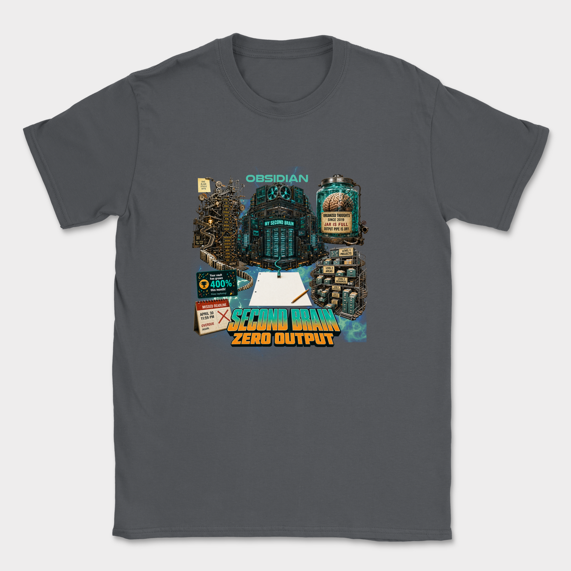 Second Brain Zero Output Shirt — Dark Heather