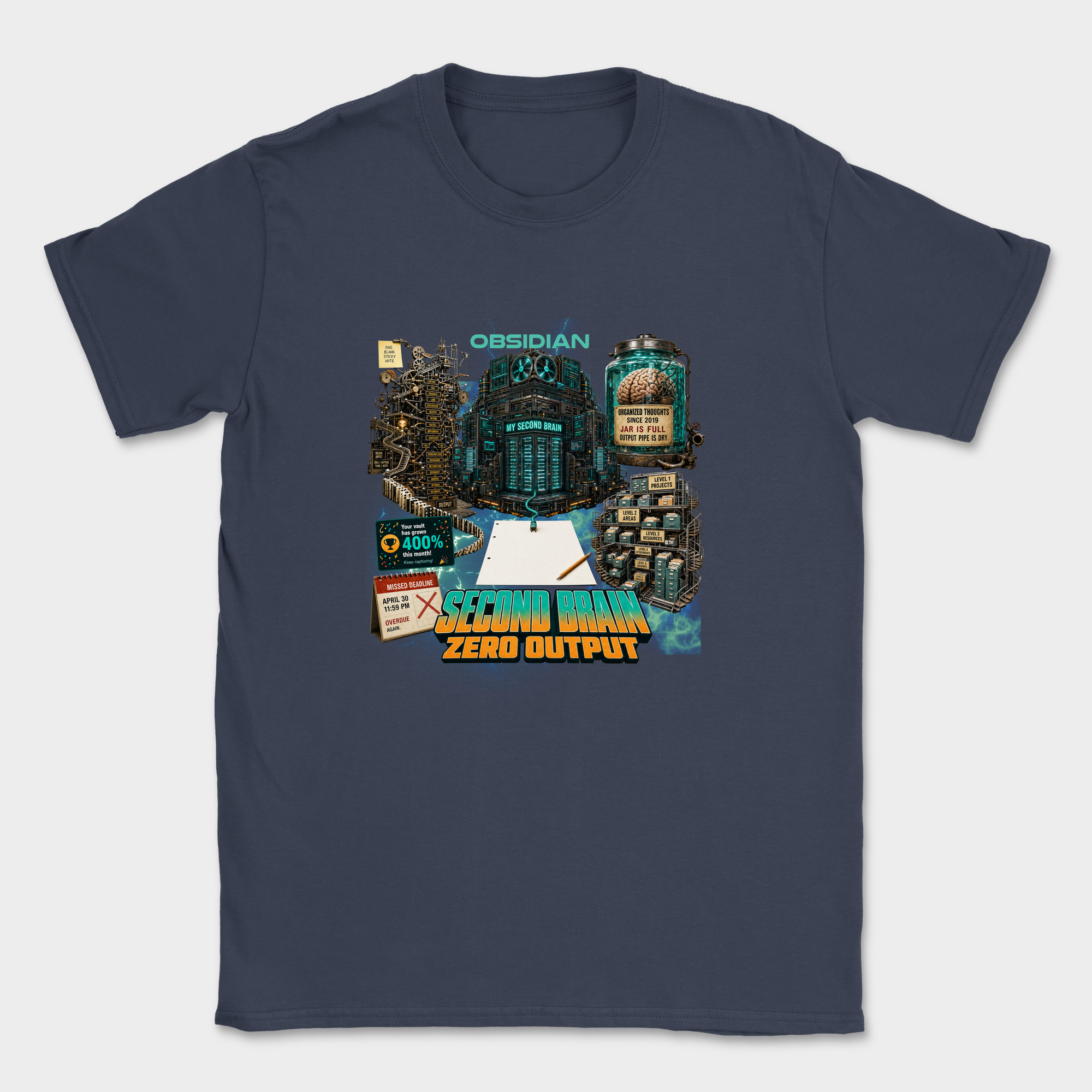 Second Brain Zero Output Shirt — Navy