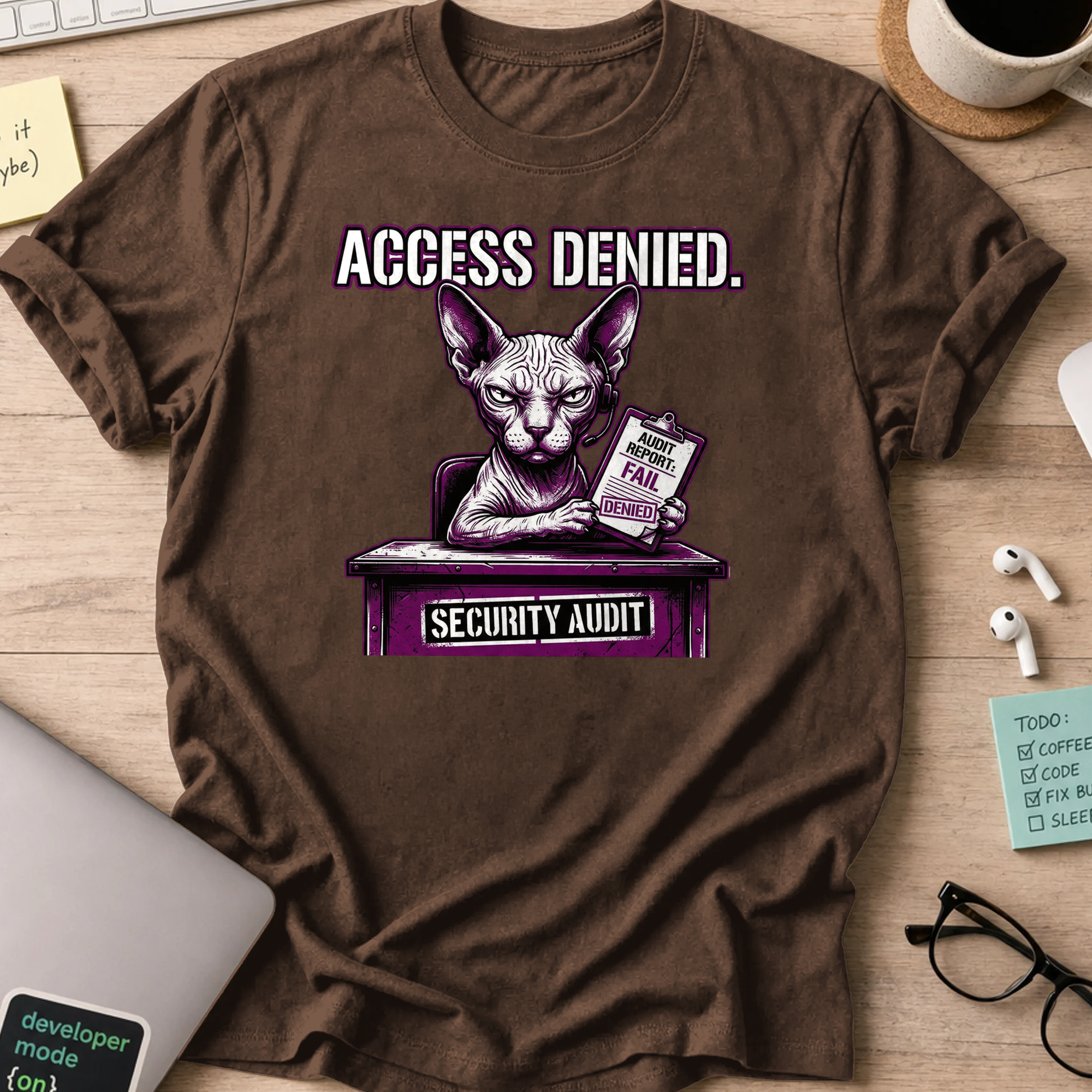access denied security audit shirt - Dark Chocolate