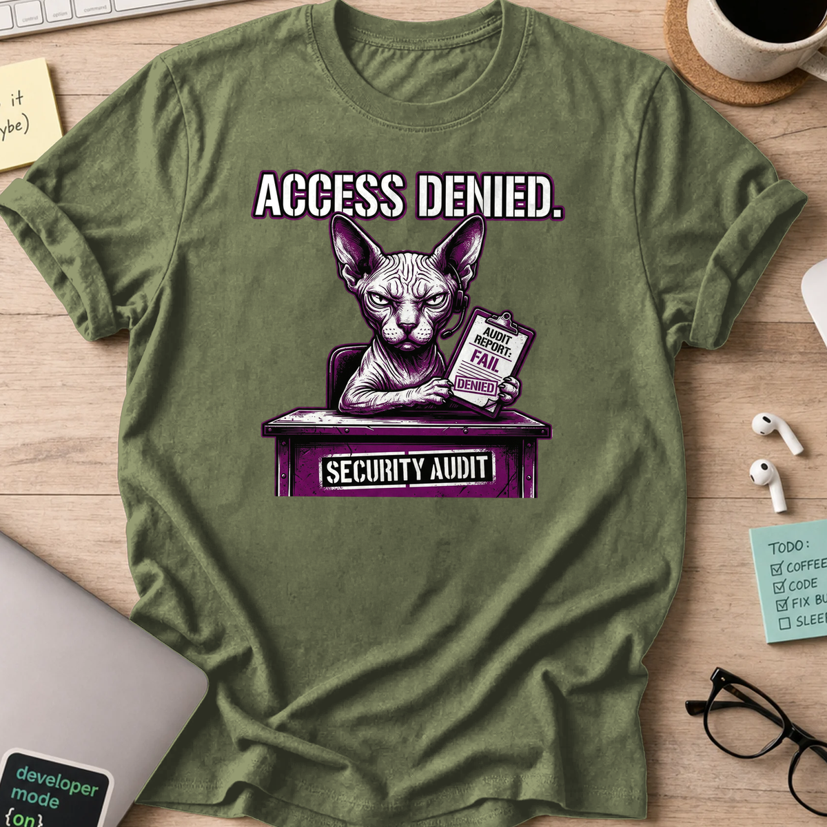 access denied security audit shirt - Military Green