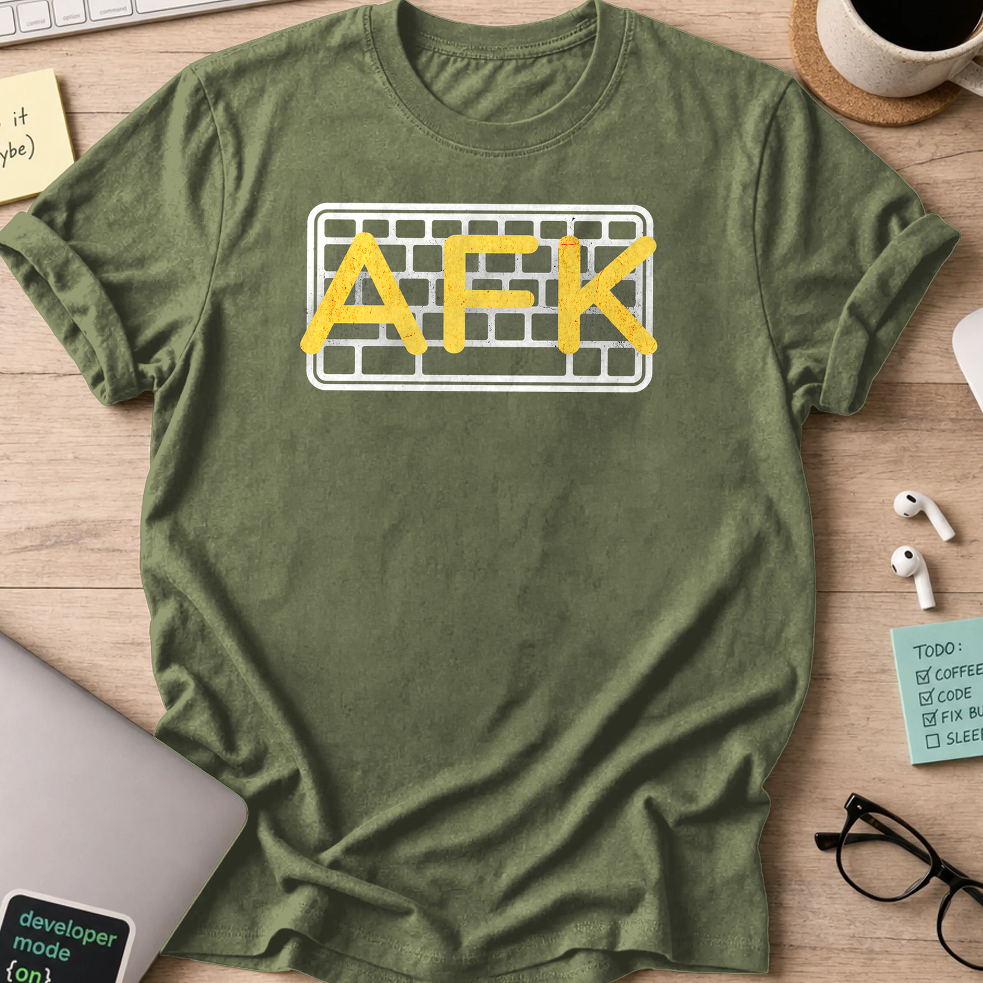 AFK away from keyboard shirt - Military Green
