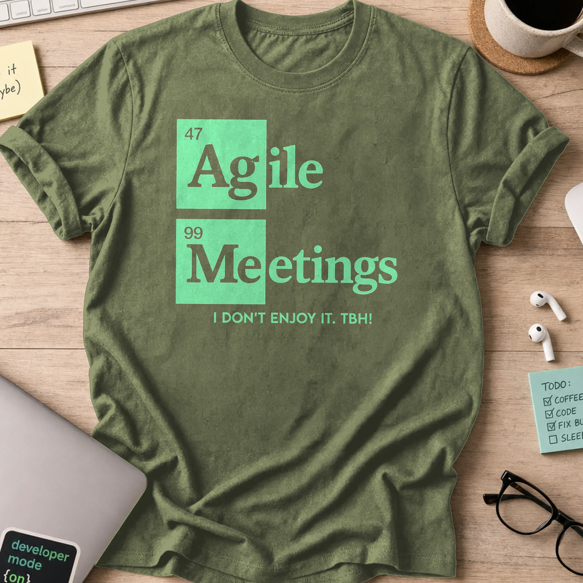 agile meetings shirt - Military Green