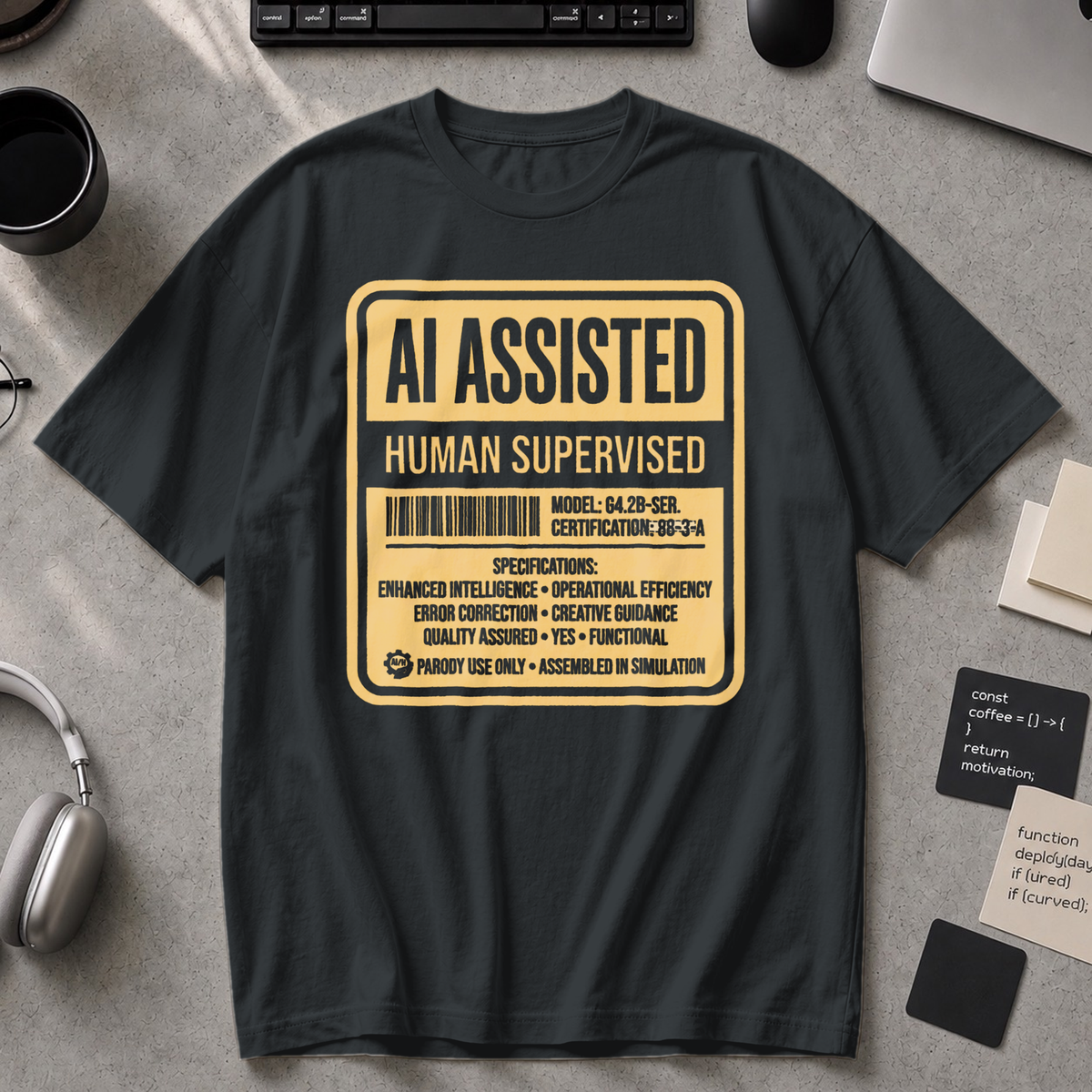 AI Assisted Human Supervised Premium Shirt - Black