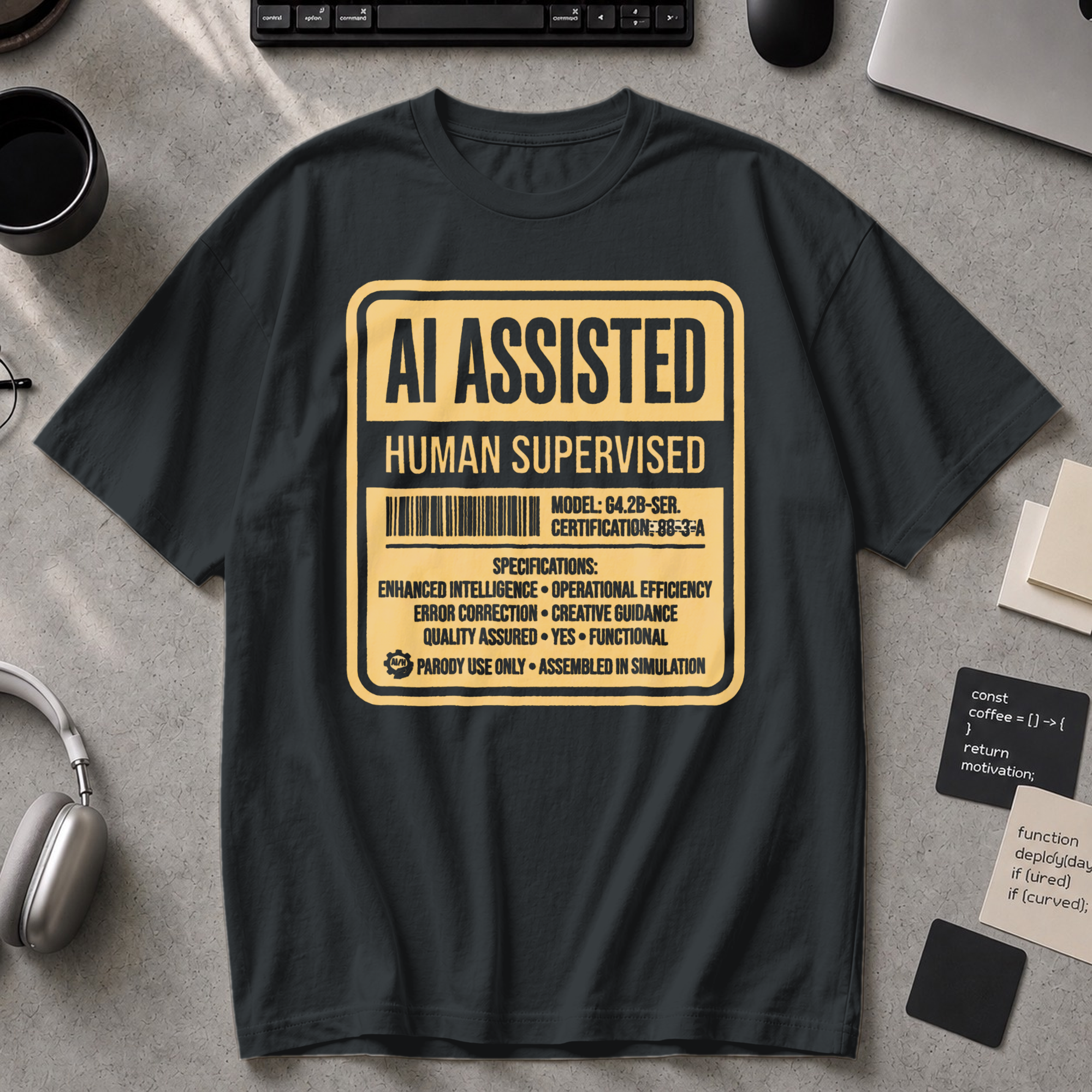 AI Assisted Human Supervised Premium Shirt - Black