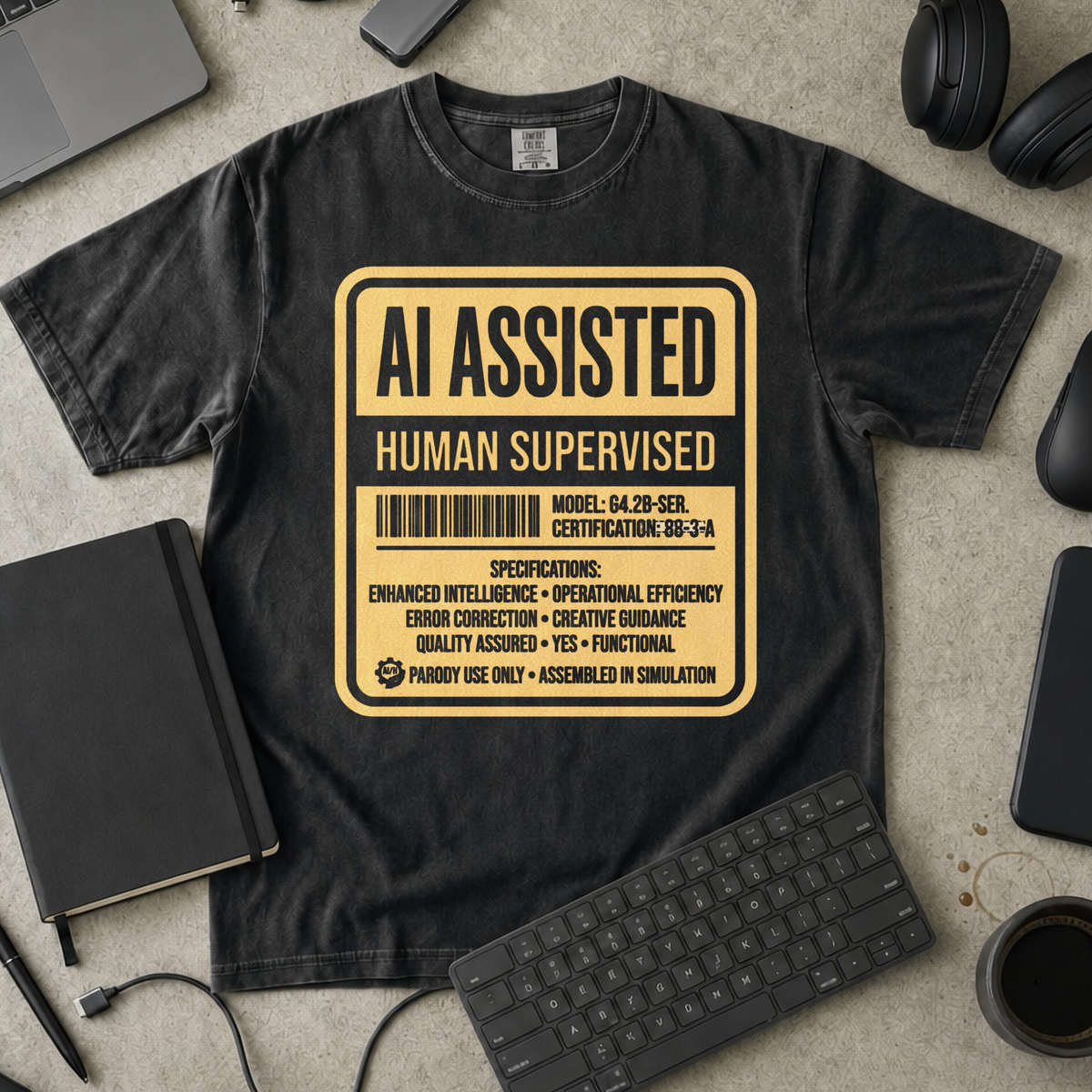 AI Assisted Human Supervised Premium Shirt — black Premium Shirt mock-up