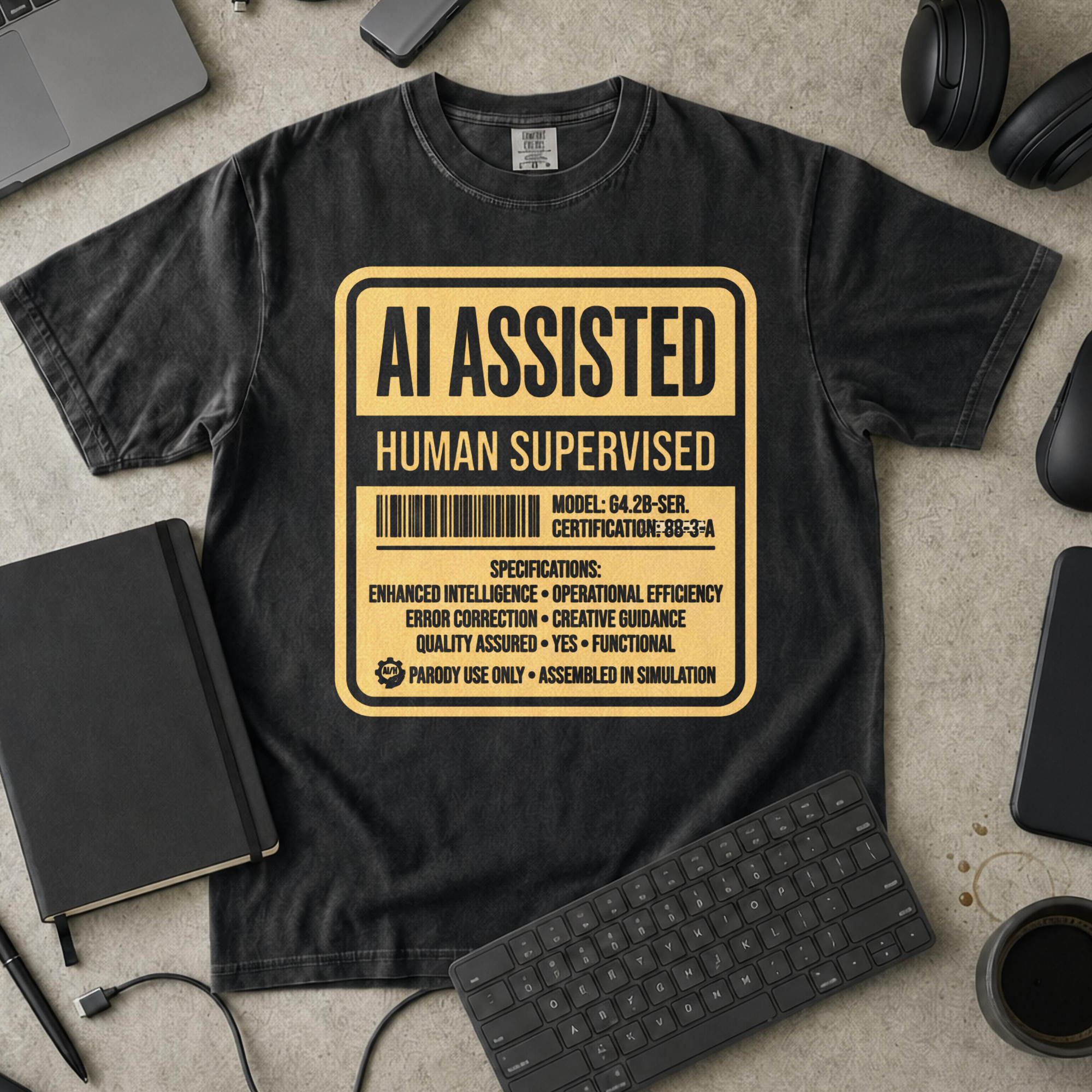 AI Assisted Human Supervised Premium Shirt — black Premium Shirt mock-up