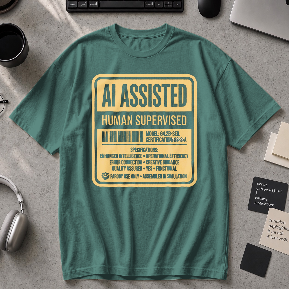 AI Assisted Human Supervised Premium Shirt - Blue Spruce