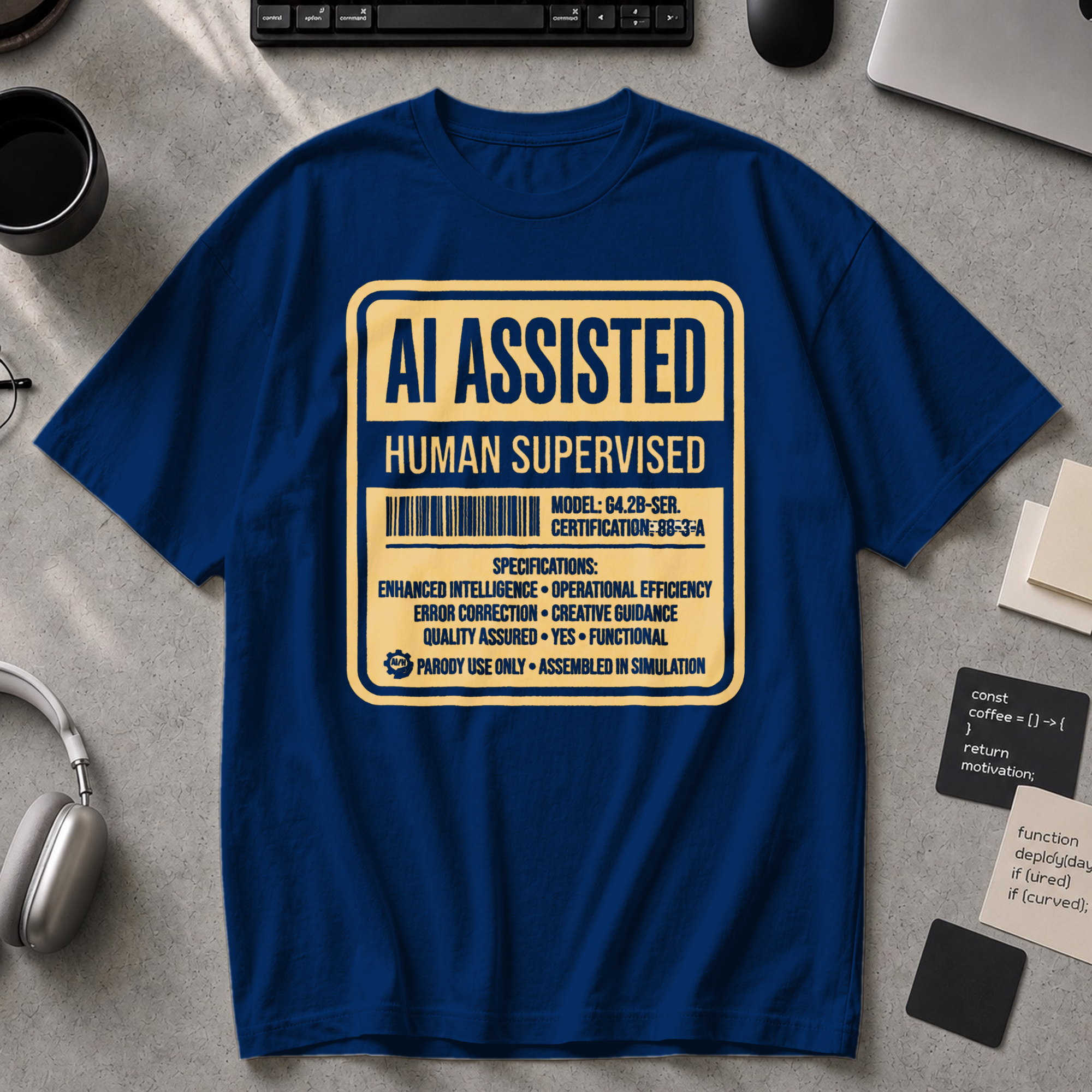 AI Assisted Human Supervised Premium Shirt - True Navy