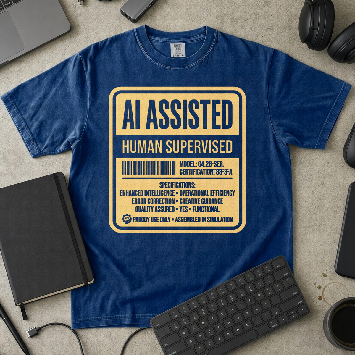 AI Assisted Human Supervised Premium Shirt — true navy Premium Shirt mock-up