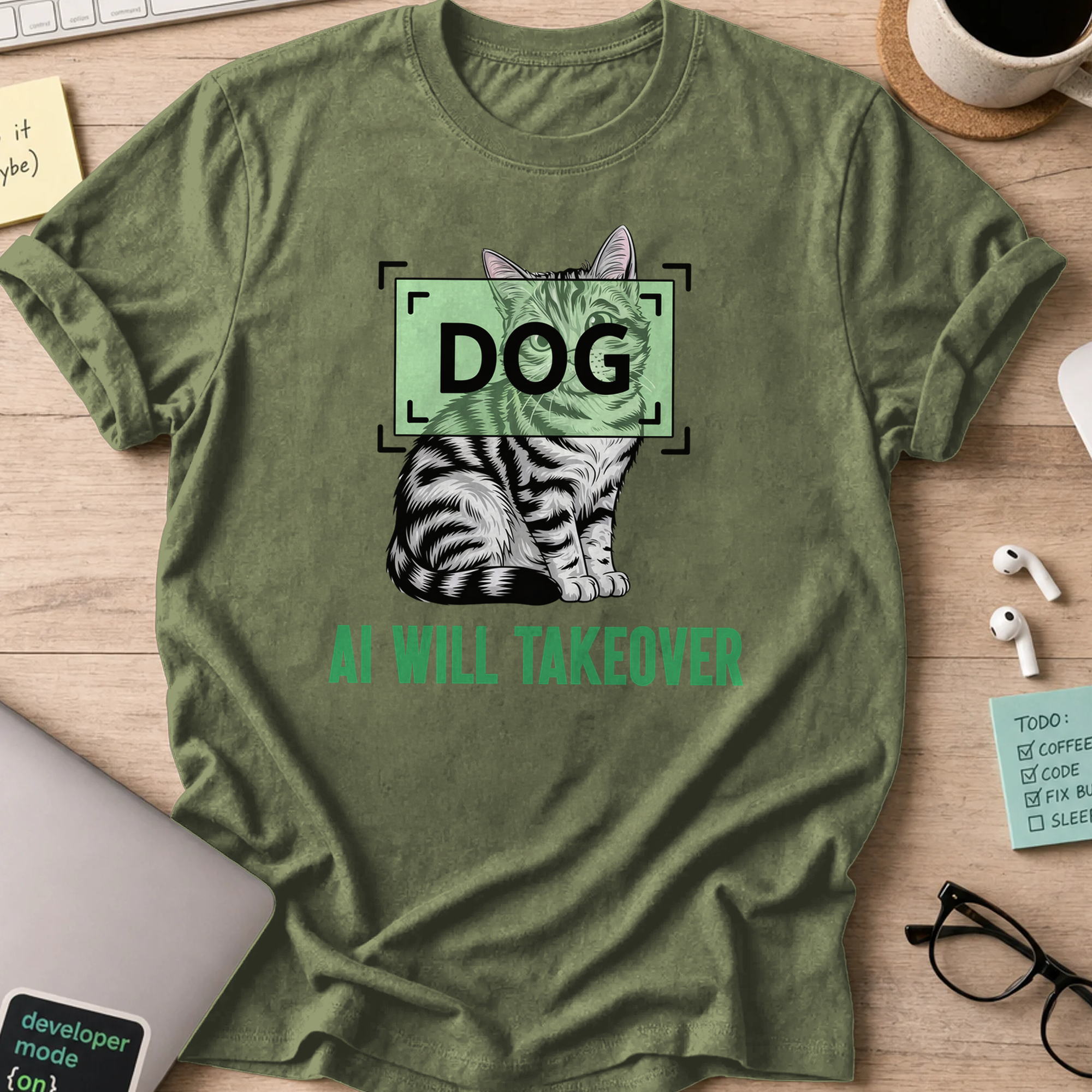 AI will takeover shirt - Military Green