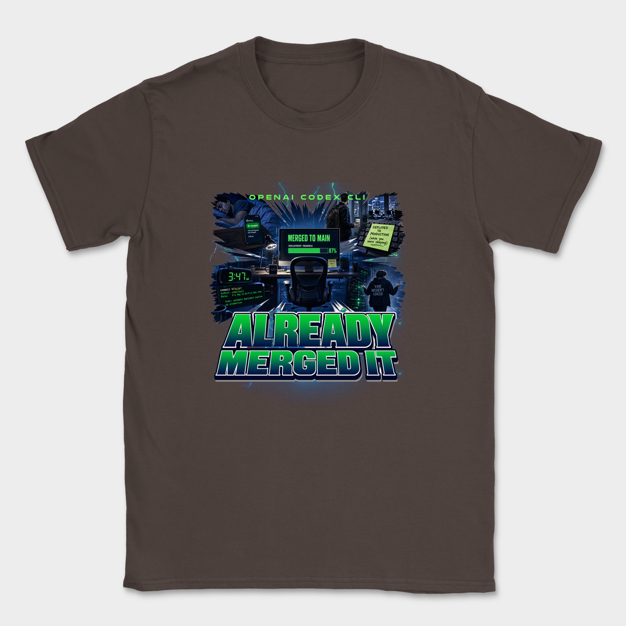 Already Merged It Shirt — Dark Chocolate