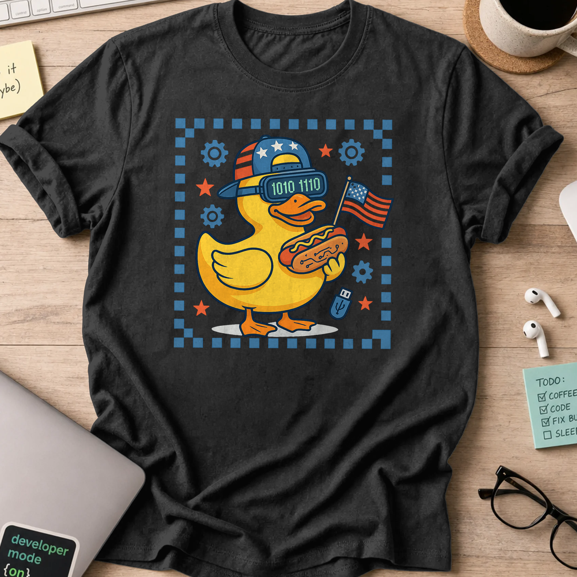 american duck and wiener shirt - Black