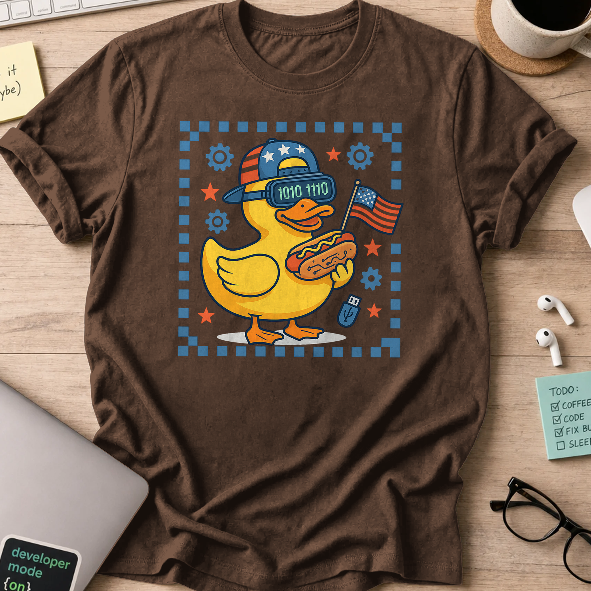 american duck and wiener shirt - Dark Chocolate
