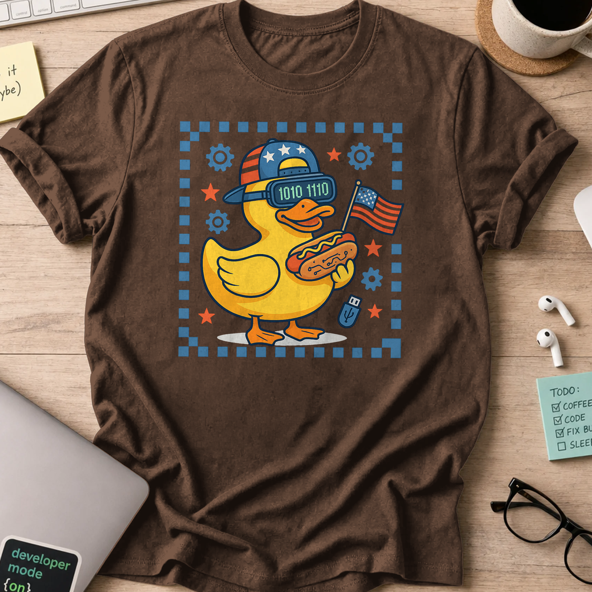 american duck and wiener shirt - Dark Chocolate