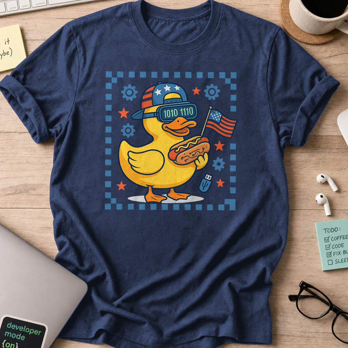 american duck and wiener shirt - Navy