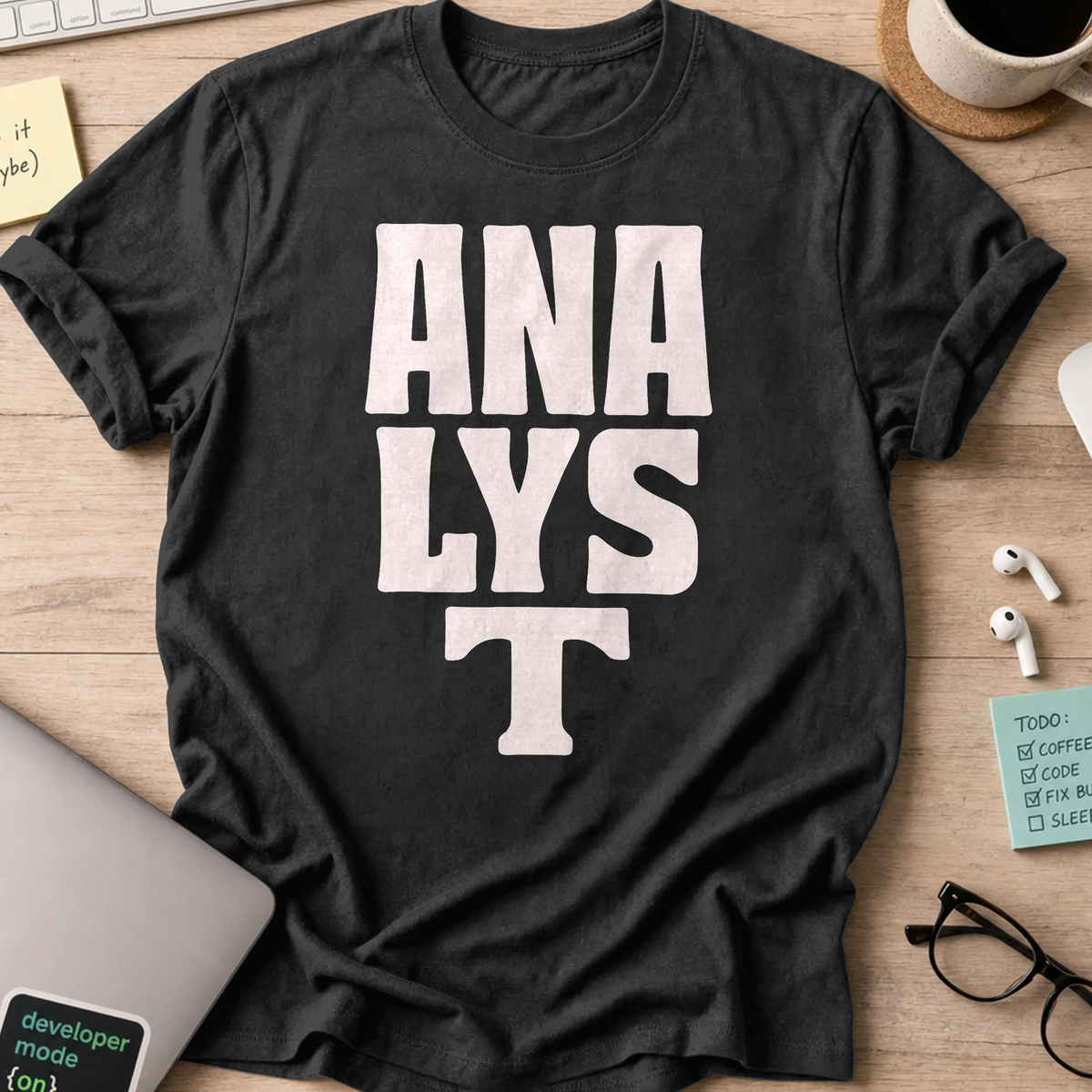 analyst text shirt - Black