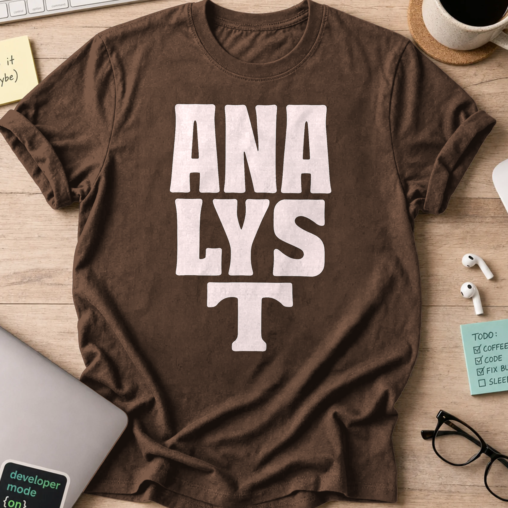 analyst text shirt - Dark Chocolate