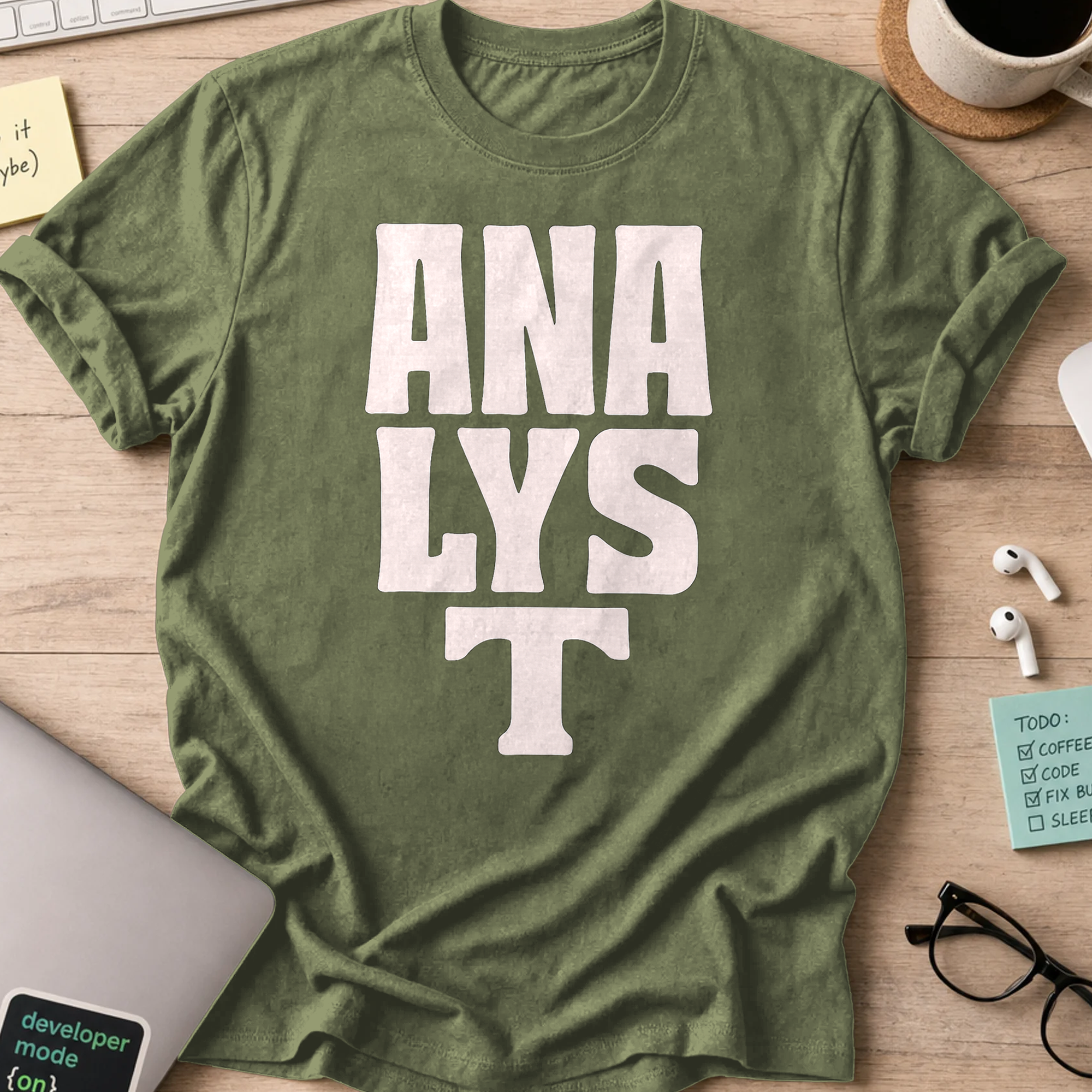analyst text shirt - Military Green