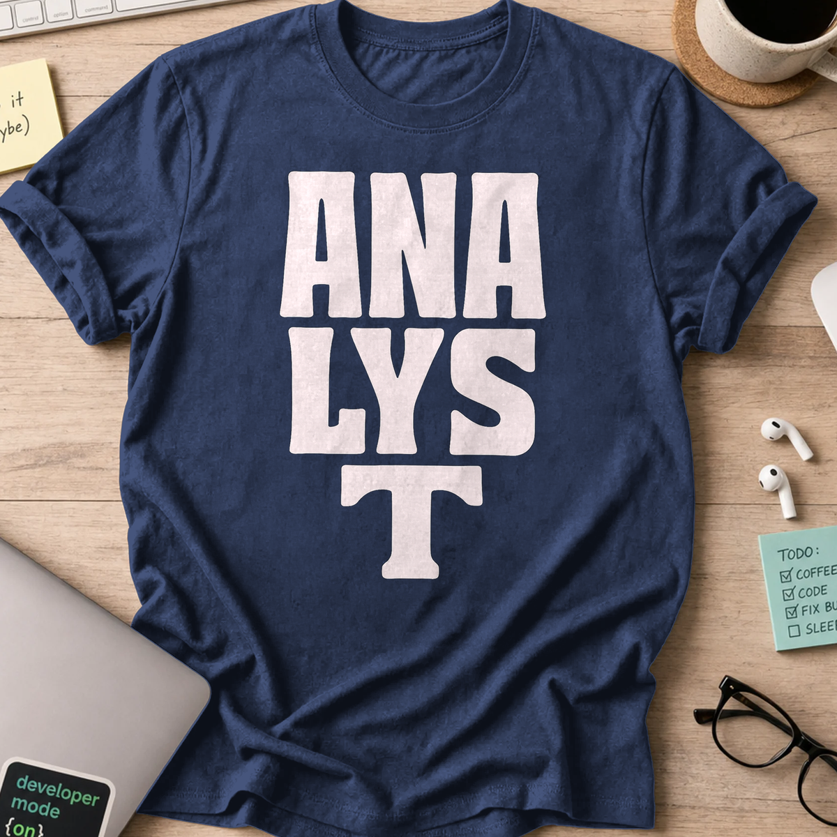 analyst text shirt - Navy