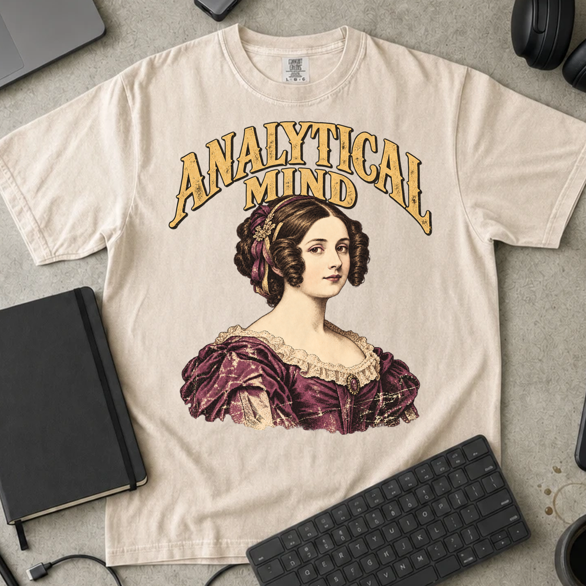 Analytical Mind Shirt — Ivory Comfort Colors 1717 flat lay