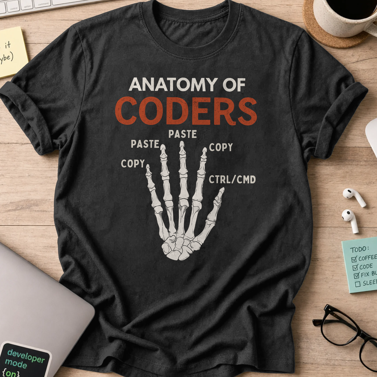 anatomy of coders shirt - Black