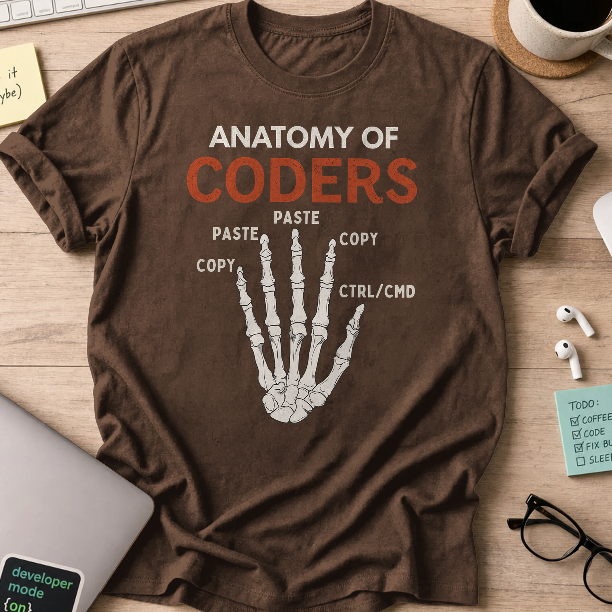 anatomy of coders shirt - Dark Chocolate