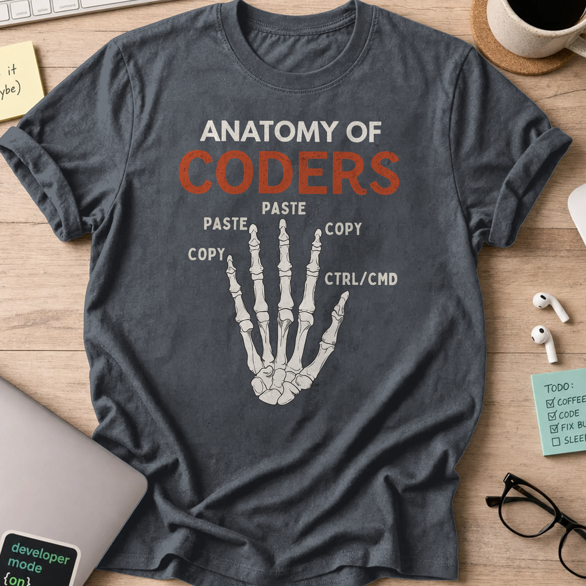 anatomy of coders shirt - Dark Heather