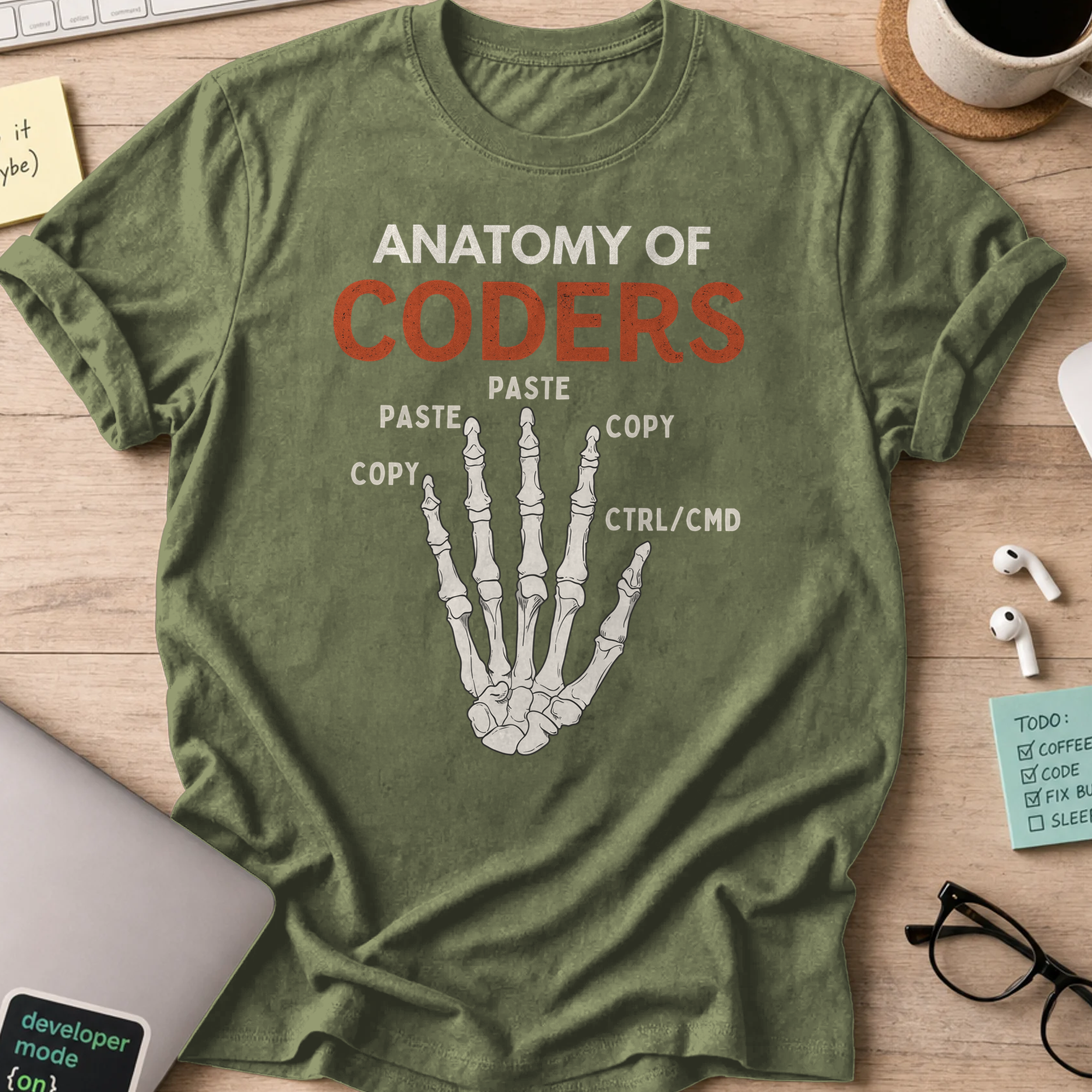 anatomy of coders shirt - Military Green