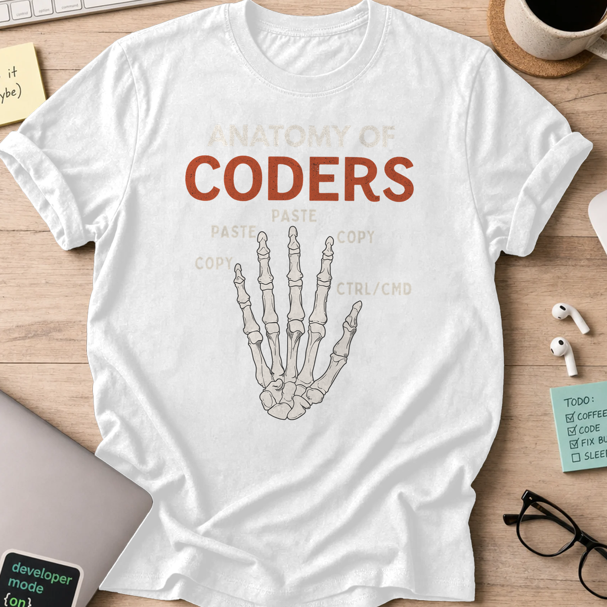 anatomy of coders shirt - White