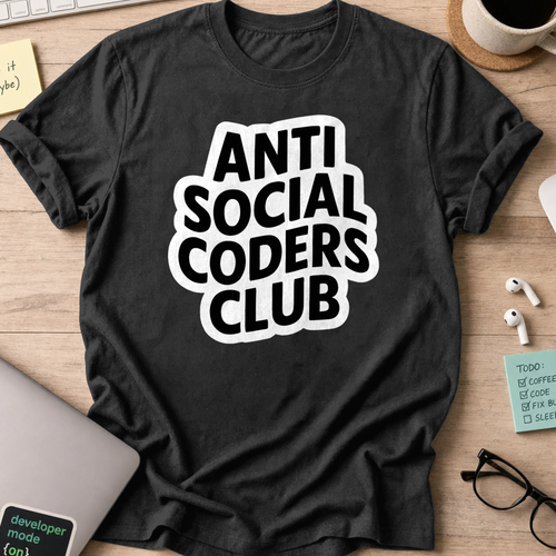 anti social coders club shirt - Black