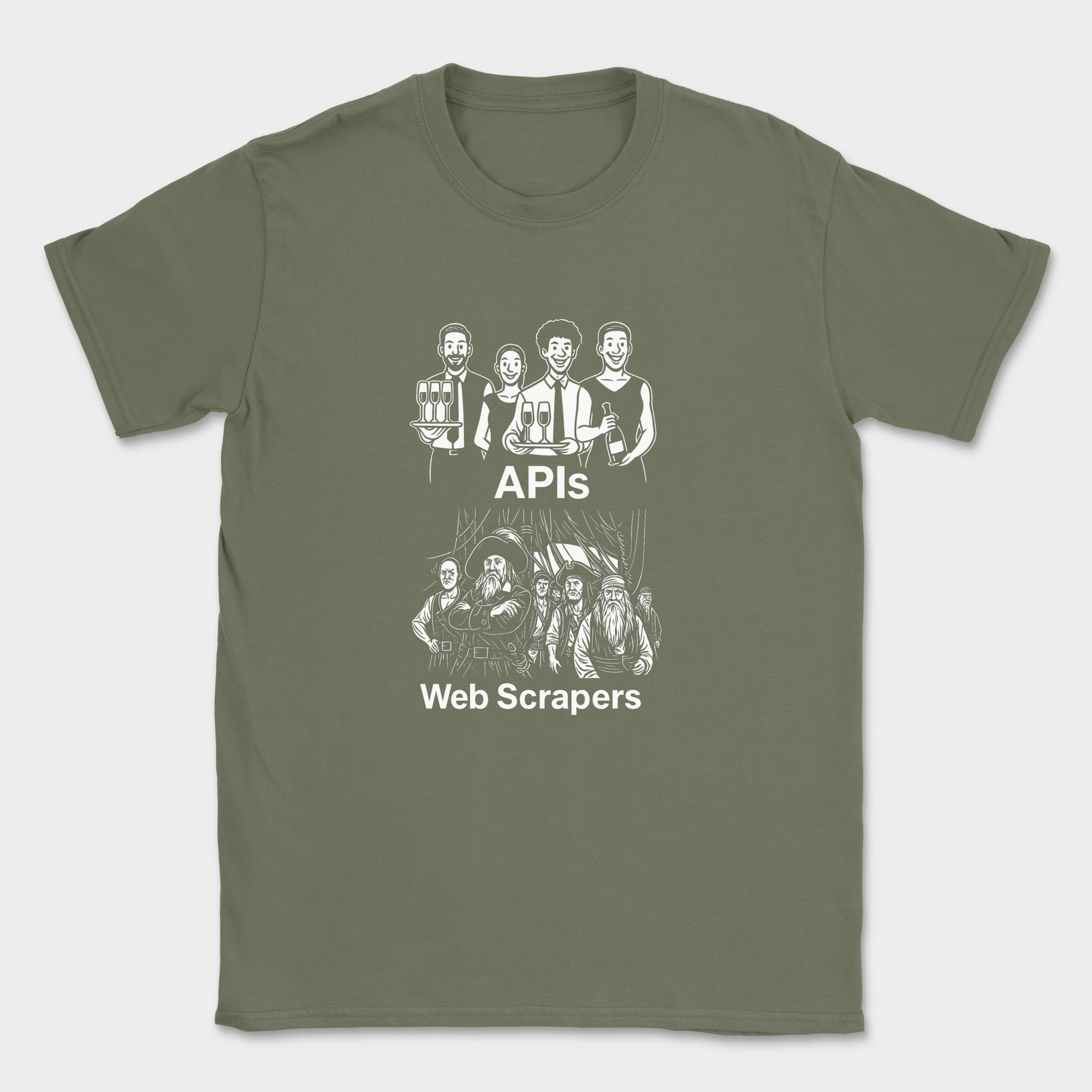 apis vs webscrapers shirt — Military Green
