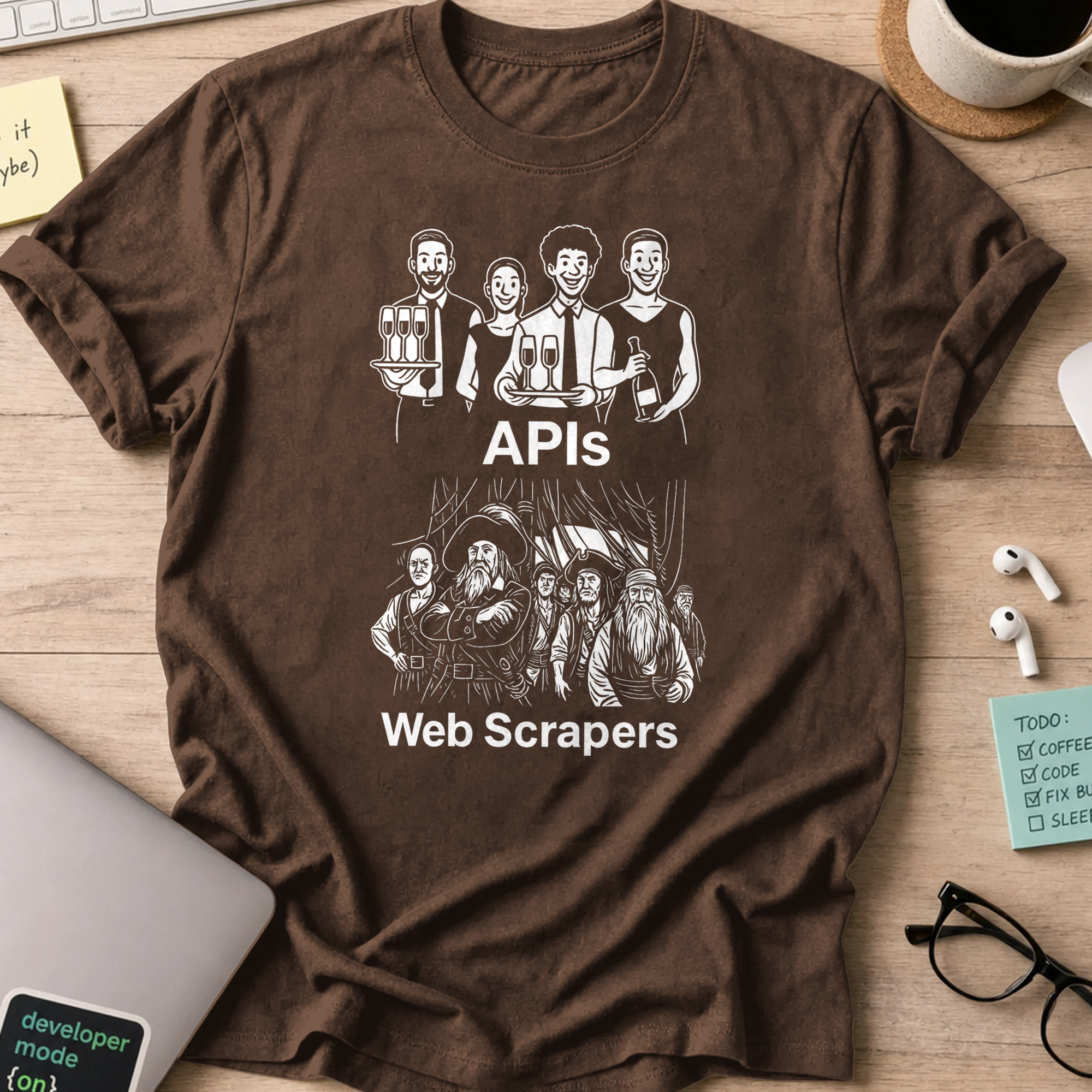 apis vs webscrapers shirt - Dark Chocolate