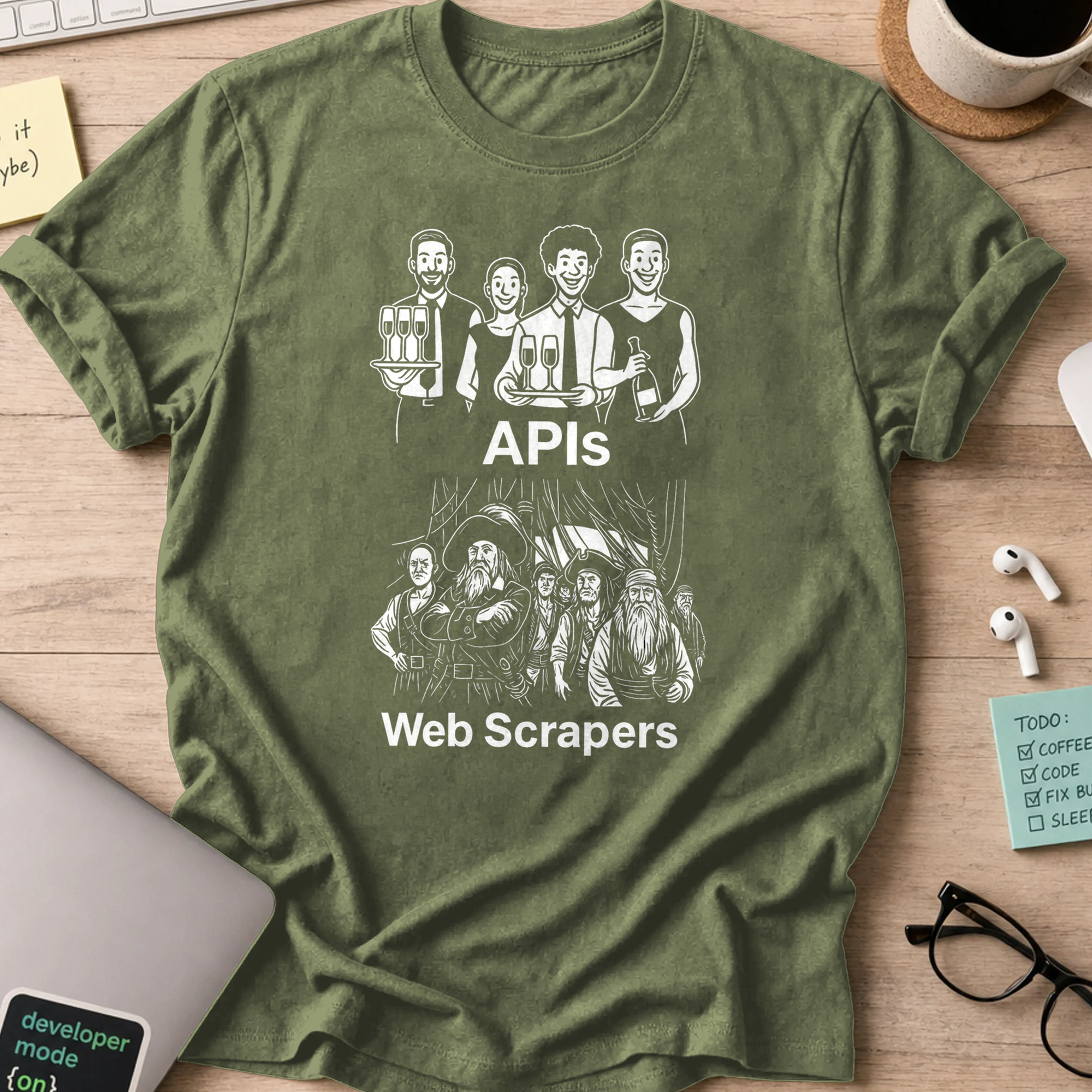 apis vs webscrapers shirt - Military Green