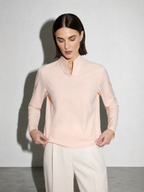 New Chinese-style Mandarin-collar Long-sleeve Blouse Niche Office-chic Top For Women - Apricot Premium Fabric Finish Adjusting