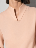 New Chinese-style Mandarin-collar Long-sleeve Blouse Niche Office-chic Top For Women - Apricot Premium Fabric Finish Macro
