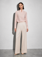 New Chinese-style Mandarin-collar Long-sleeve Blouse Niche Office-chic Top For Women - Apricot Premium Fabric Finish Main