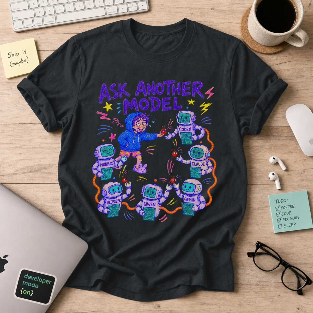 Ask Another Model Shirt — Black