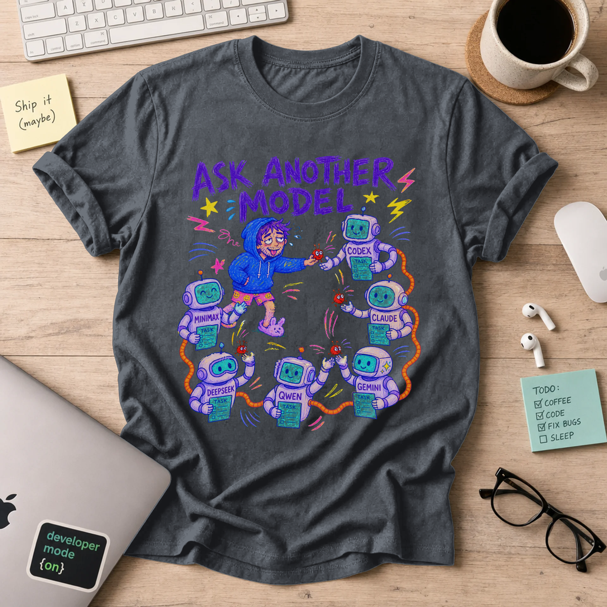 Ask Another Model Shirt — Dark Heather