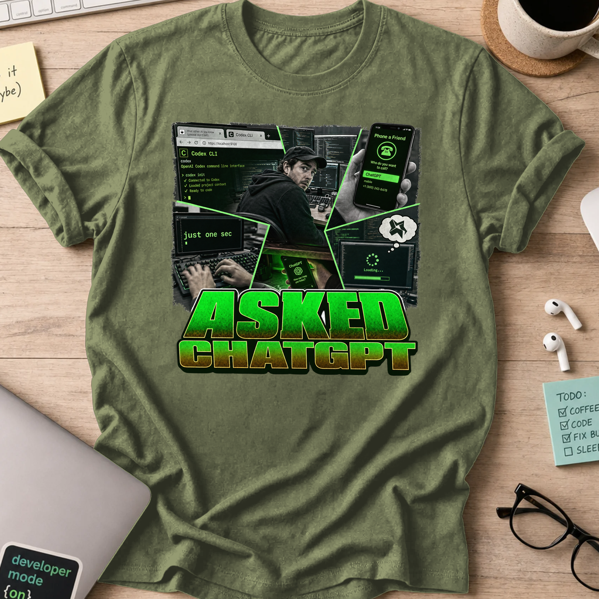 Asked ChatGPT Shirt - Military Green