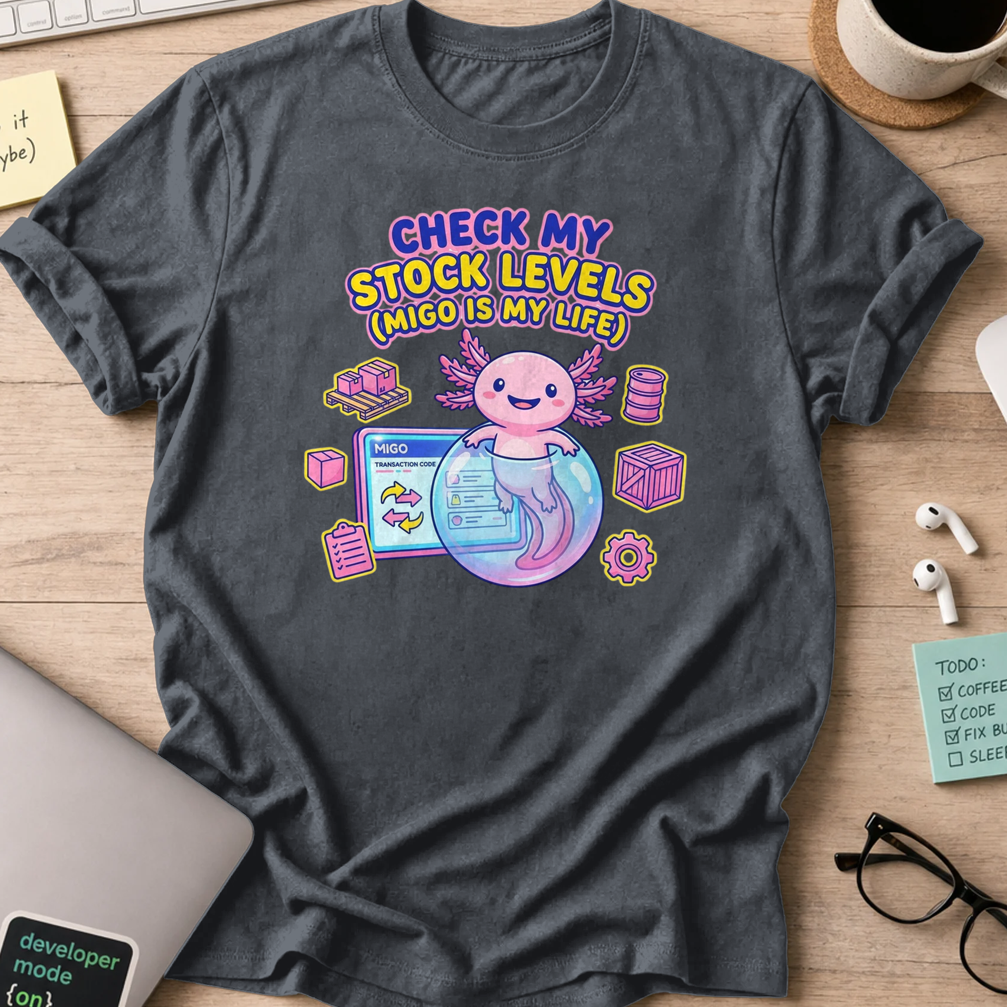 axolotl developer shirt - Dark Heather
