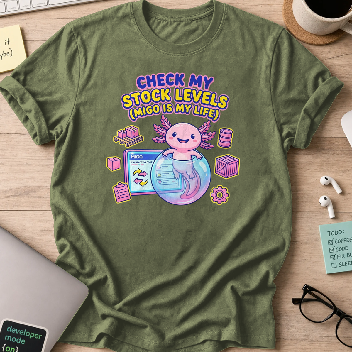 axolotl developer shirt - Military Green