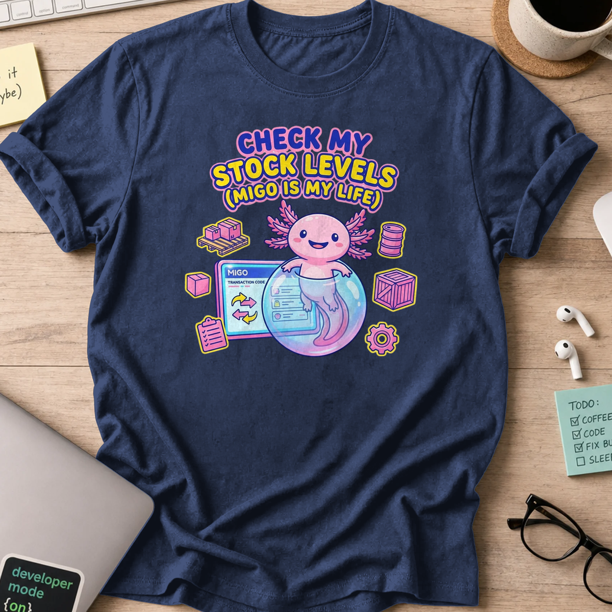 axolotl developer shirt - Navy