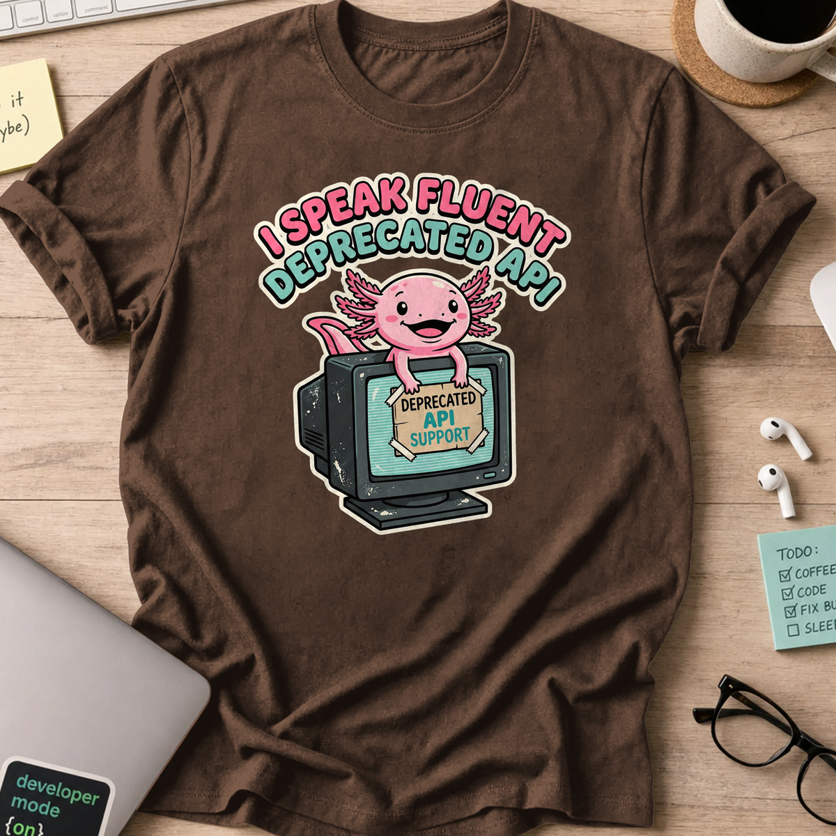 axolotl fluent deprecated API shirt - Dark Chocolate