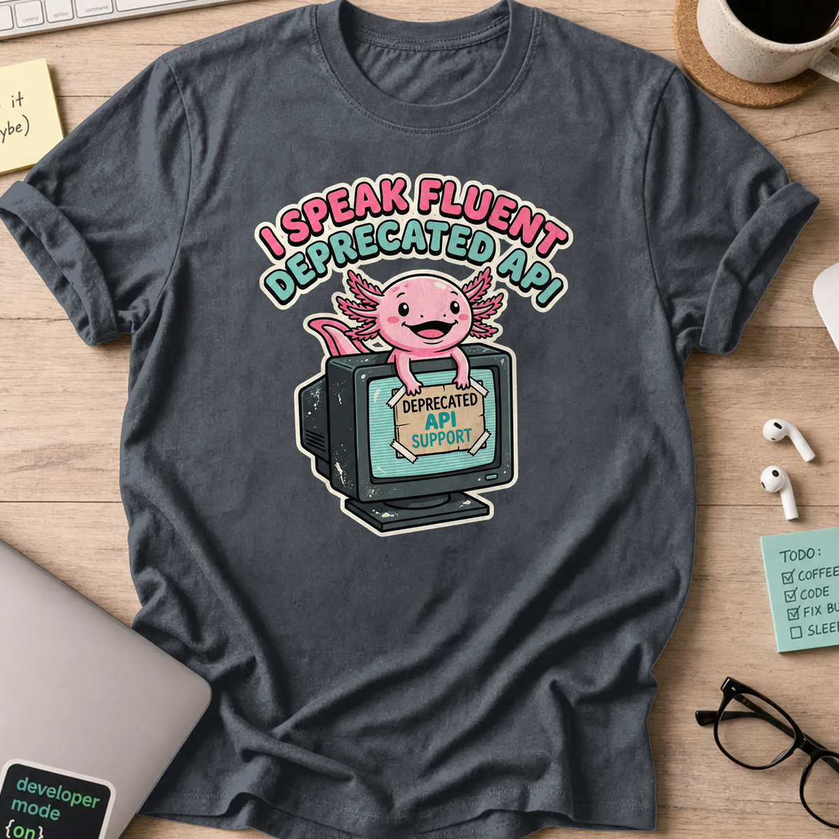 axolotl fluent deprecated API shirt - Dark Heather