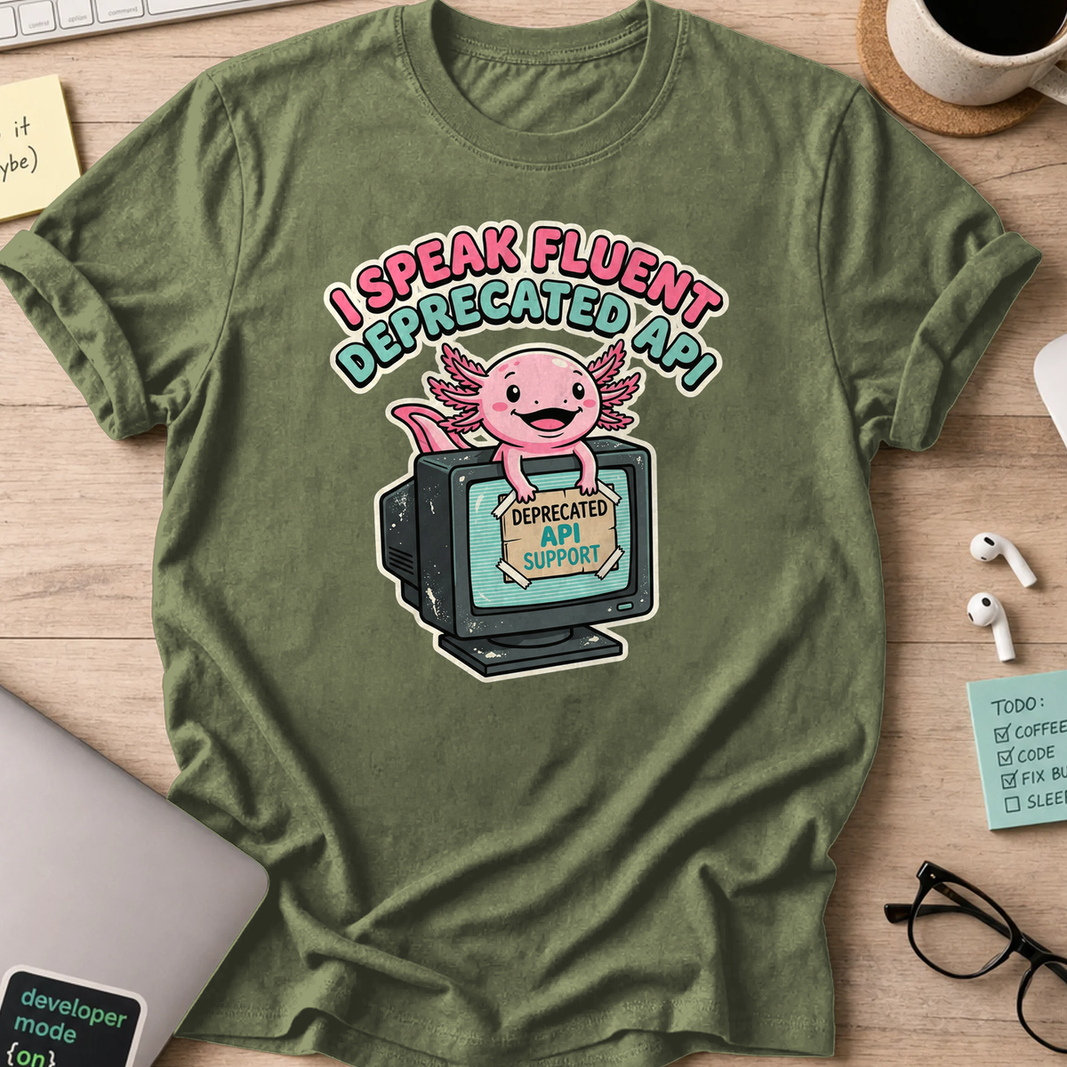 axolotl fluent deprecated API shirt - Military Green